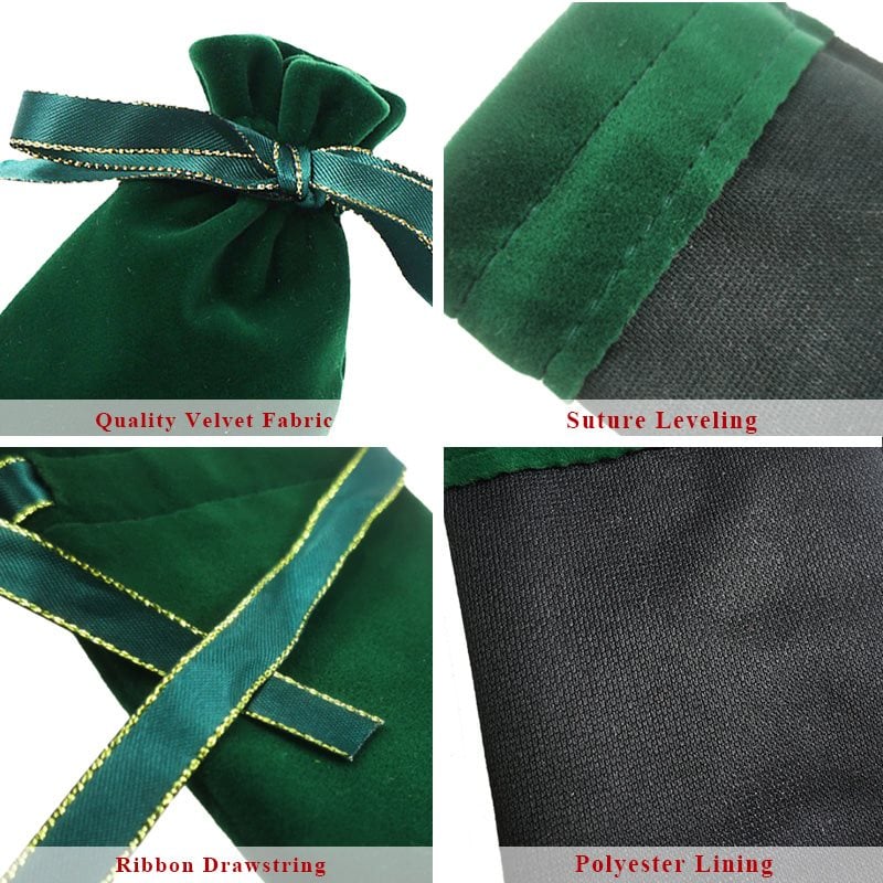Picture of Luxury Velvet Fabric Jewellery Gift Bags - Dark Green