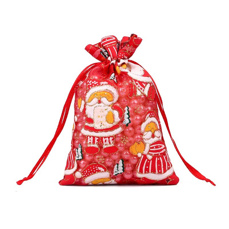 Christmas Organza Bags Mixed Patterns - 50pcs, 
