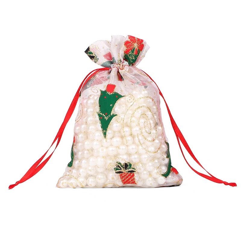Christmas Organza Bags Mixed Patterns - 50pcs, 