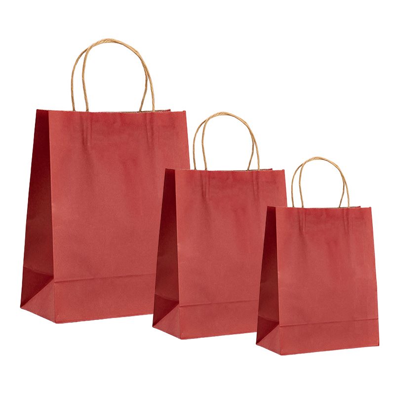 300pcs Red Paper Carry Bags 3 Sizes, 