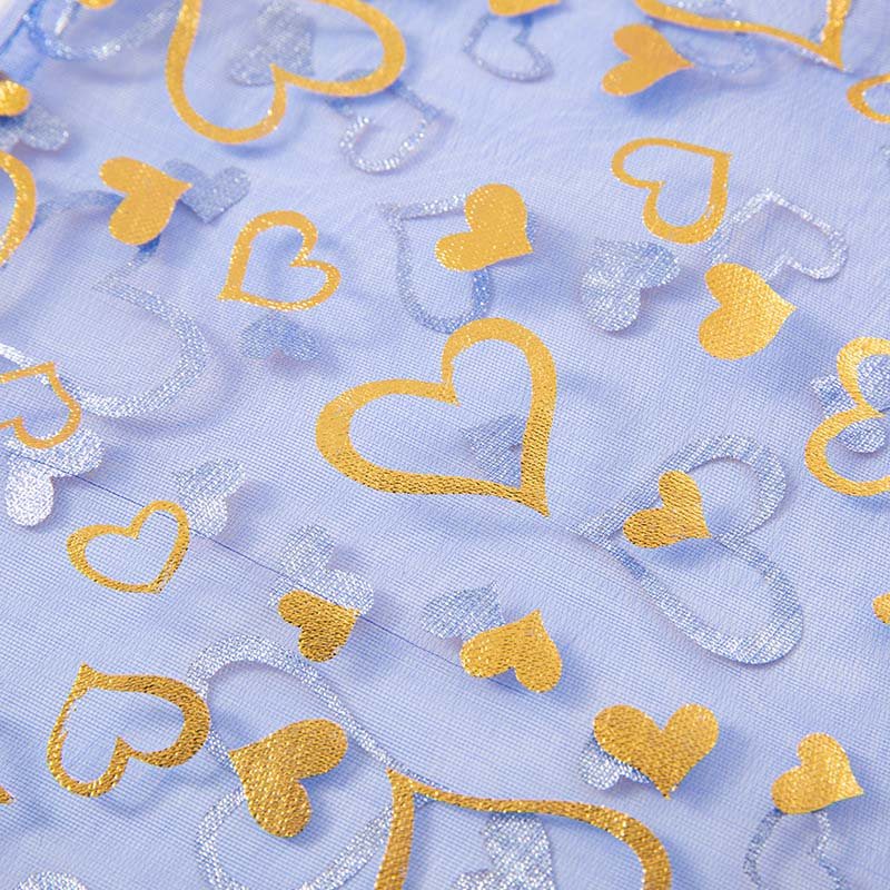 Picture of Royal Blue Organza Bags Printed with Hearts