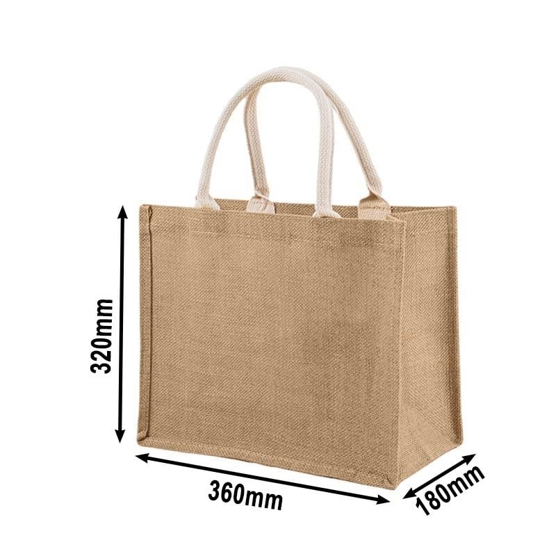 6pcs Heavy Duty Medium Jute Bags with Handles 360x320x180mm