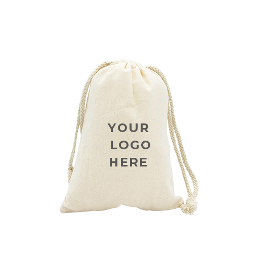 Custom Printed Small Calico Drawstring Bags 150x210mm MOQ 100