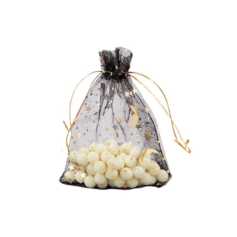 Picture of Black Organza Bags Stars Print 