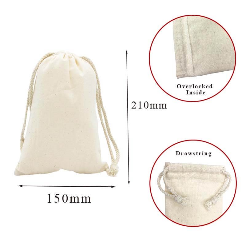 50pcs Small Calico Drawstring Bags 150×210mm