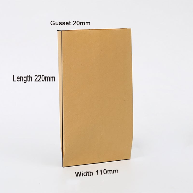 Picture of 65g Grease Resistant Kraft Paper Food Bags - Flat bottom