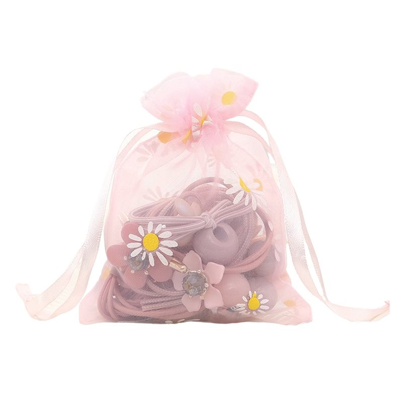 Picture of Pink High density Organza Bags Printed with Daisies