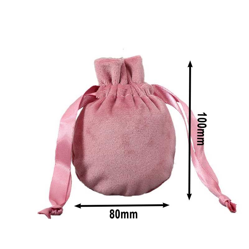 50pcs Pink Luxury Felt Velvet Drawstring Gift Pouches 80x100mm
