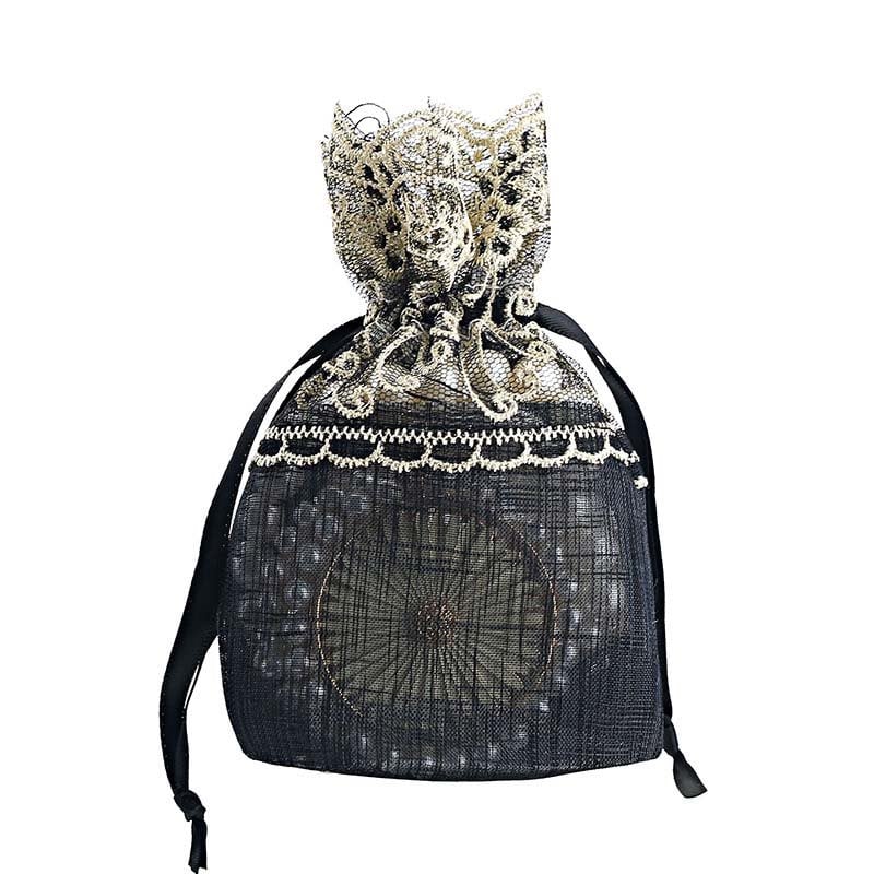 Picture of Black Embroidered Lace Organza Gift Bags