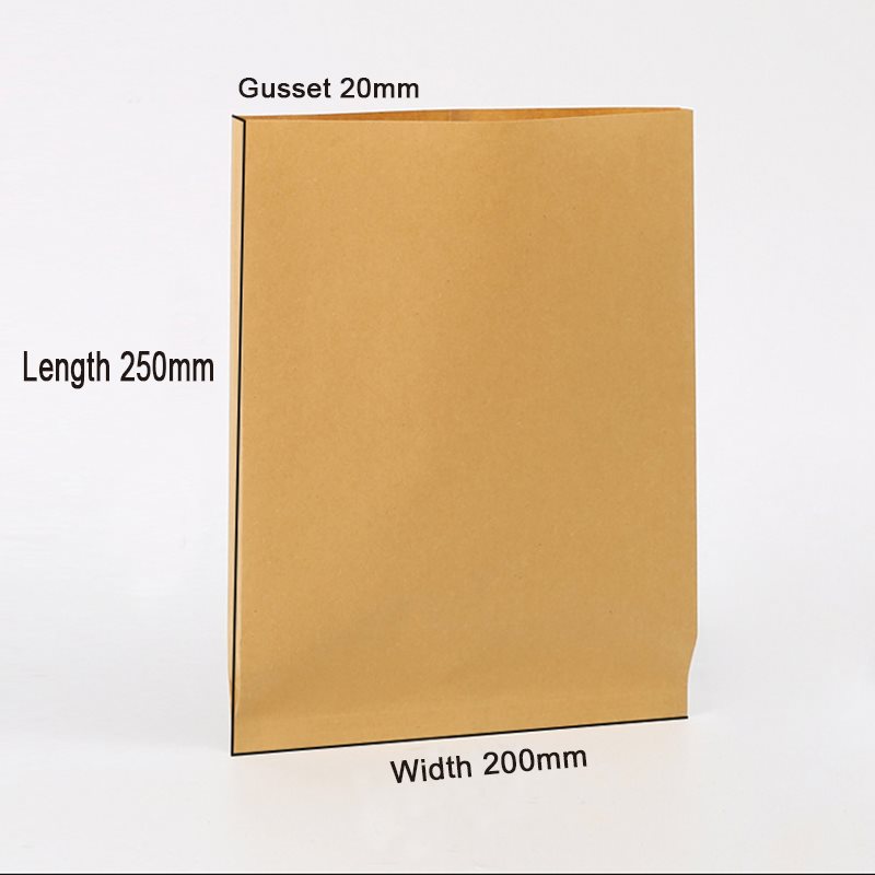 Picture of 65g Grease Resistant Kraft Paper Food Bags - Flat bottom