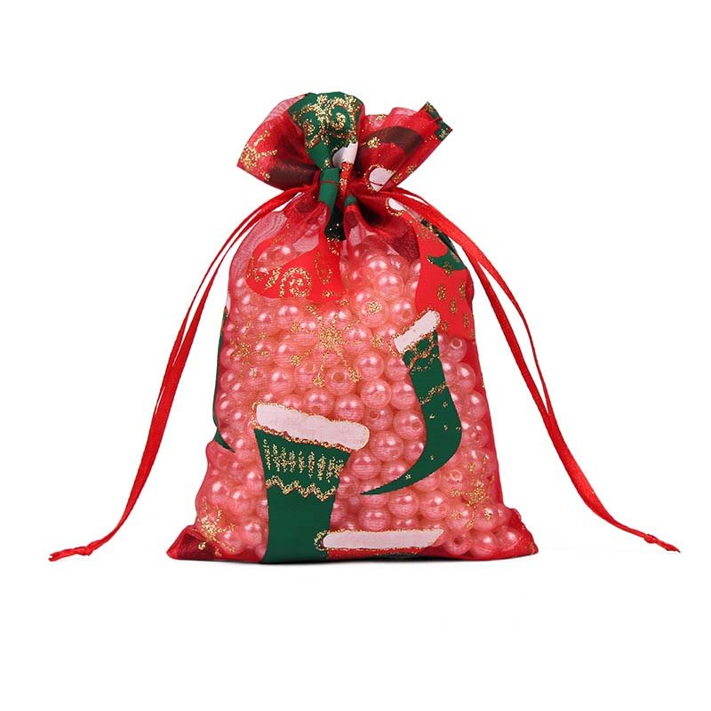 Christmas Organza Bags Mixed Patterns - 50pcs, 