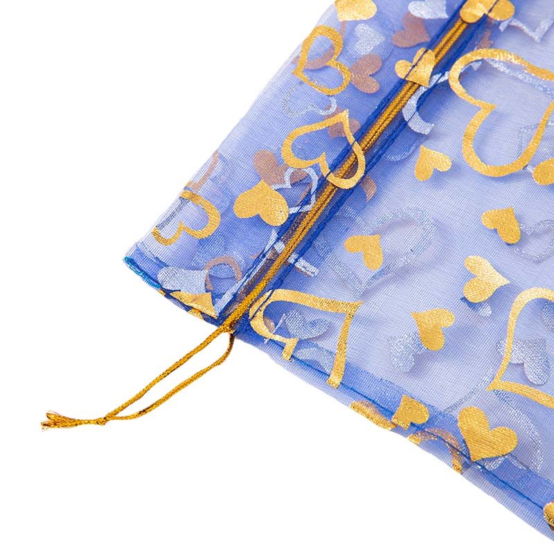 Picture of Green Organza Bags Printed with Hearts