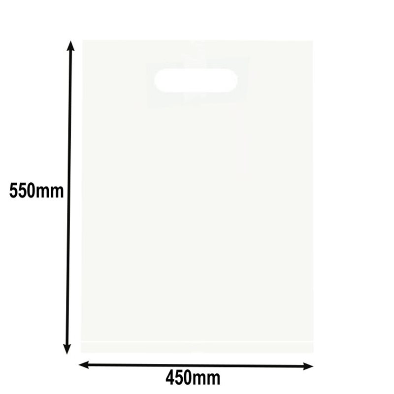 100pcs Large White Plastic Carry Bags with Die Cut Handles 450x550mm