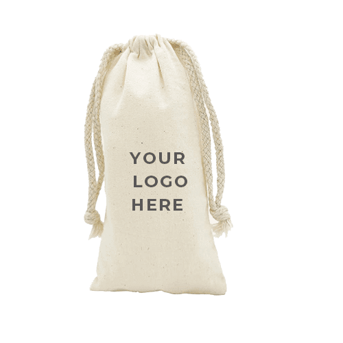 Custom Printed Small Calico Drawstring Bags 100x200mm - MOQ 100