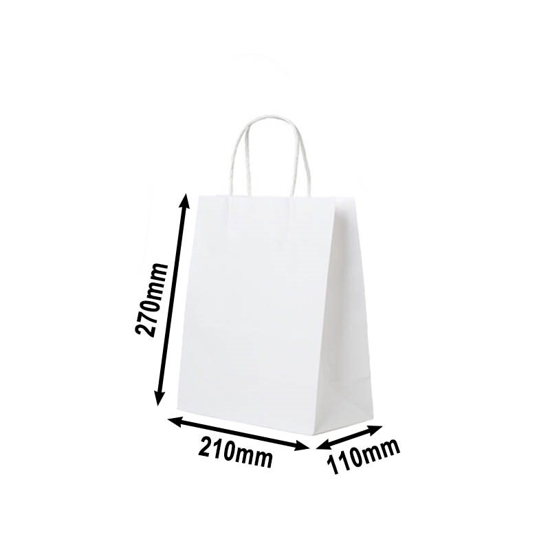 50pcs White Paper Carry Bags 210x270mm