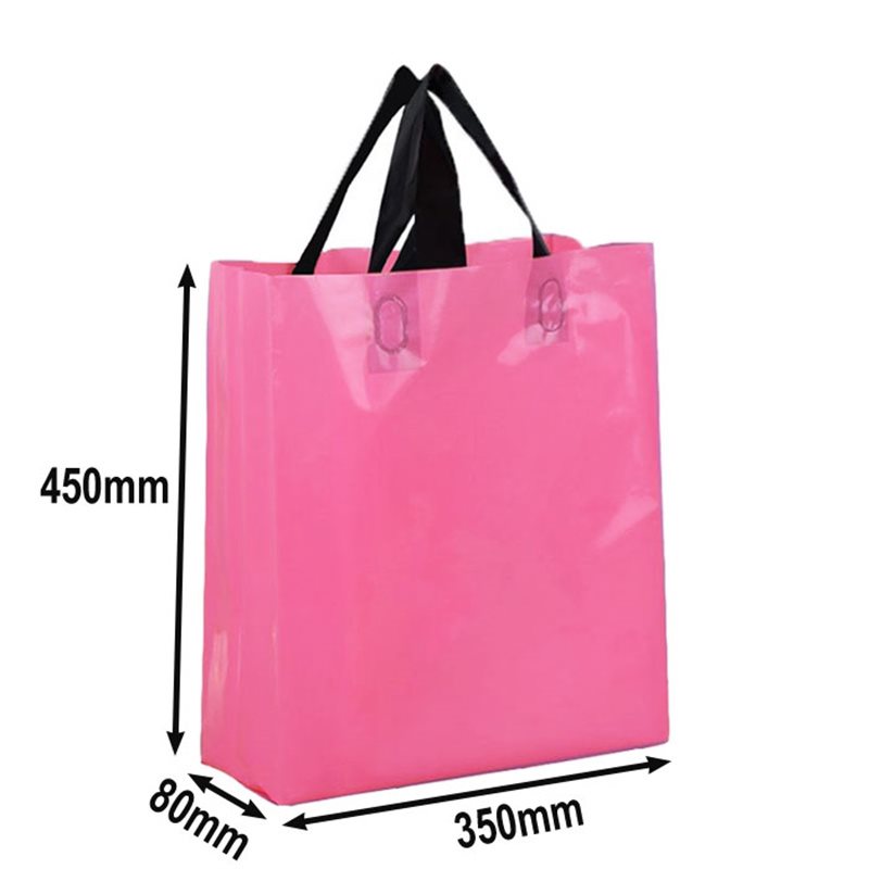 Custom Logo Design Eco Friendly Thank You Shopping Carrying Plastic Tote Bag  For Clothes Cosmetics Packaging