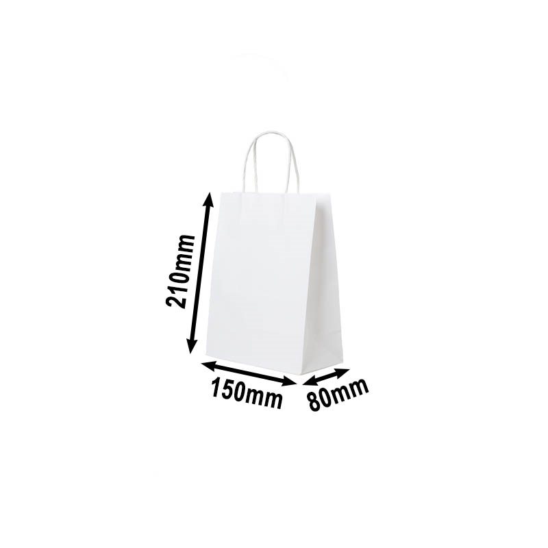 50pcs Mini White Paper Carry Bags 150x210mm