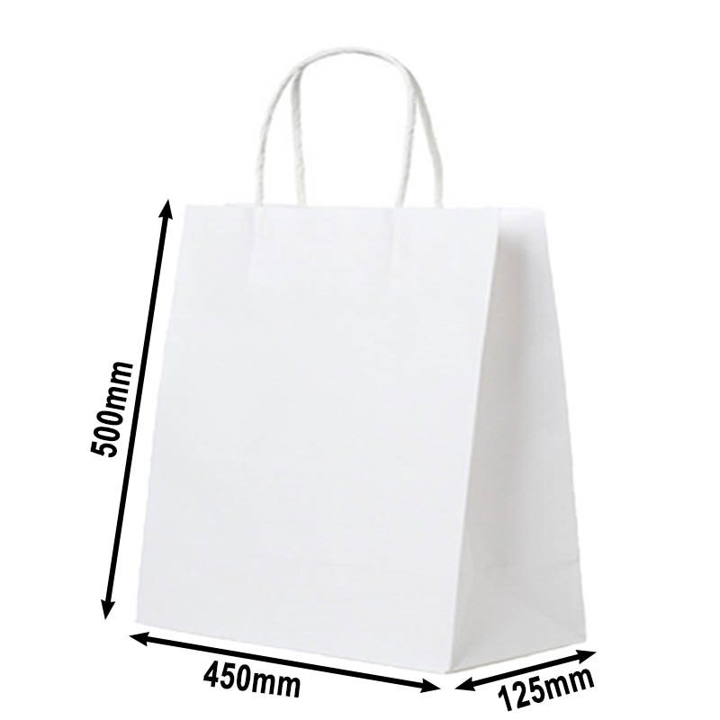50pcs Large White Paper Carry Bags 450x500mm