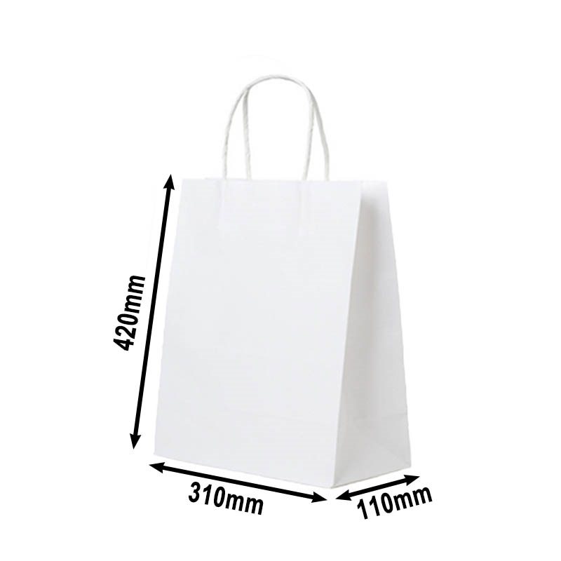 50pcs Large White Paper Carry Bags 310x420mm