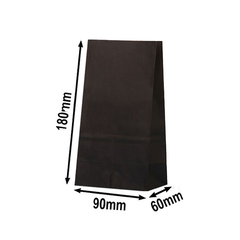 100pcs Small Black Paper Gift Bags No Handles 90x180x60mm
