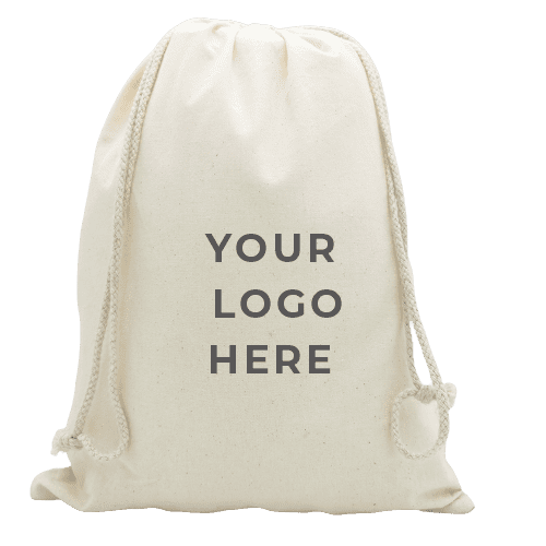 Custom Printed Medium Calico Drawstring Bags 300x400mm - MOQ 100