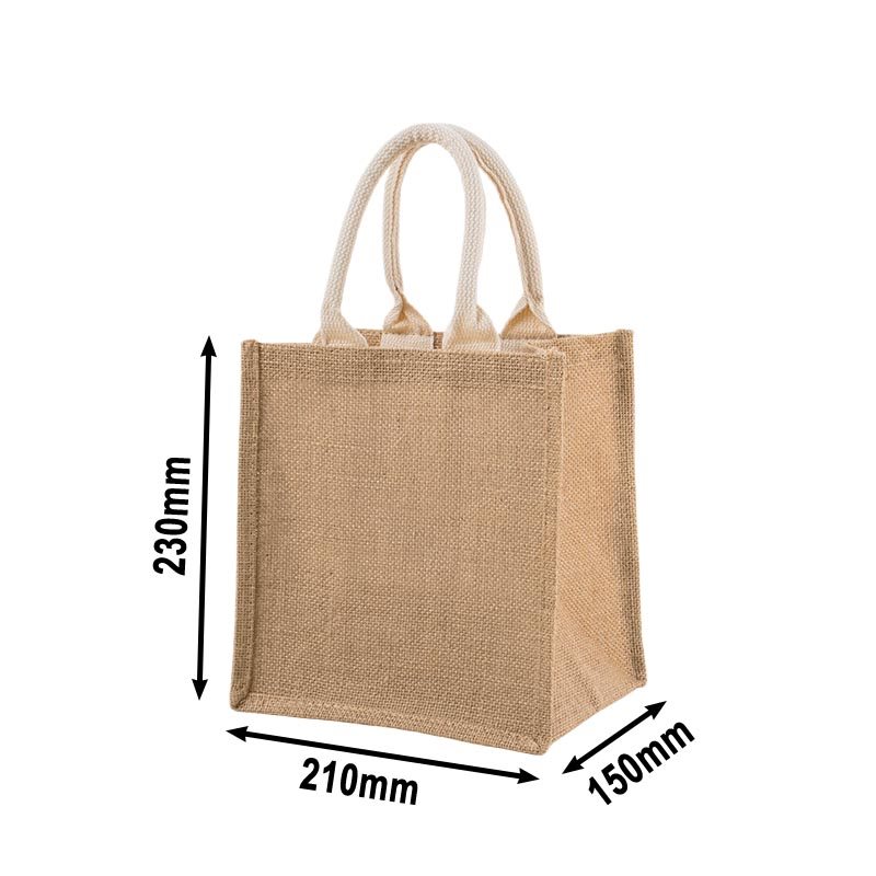 6pcs Heavy Duty Medium Jute Bags with Handles 360x320x180mm