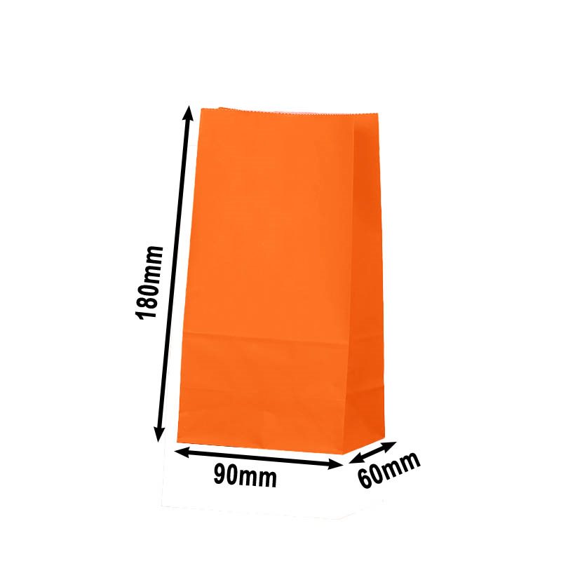 100pcs Small Orange Paper Gift Bags No Handles 90x180x60mm