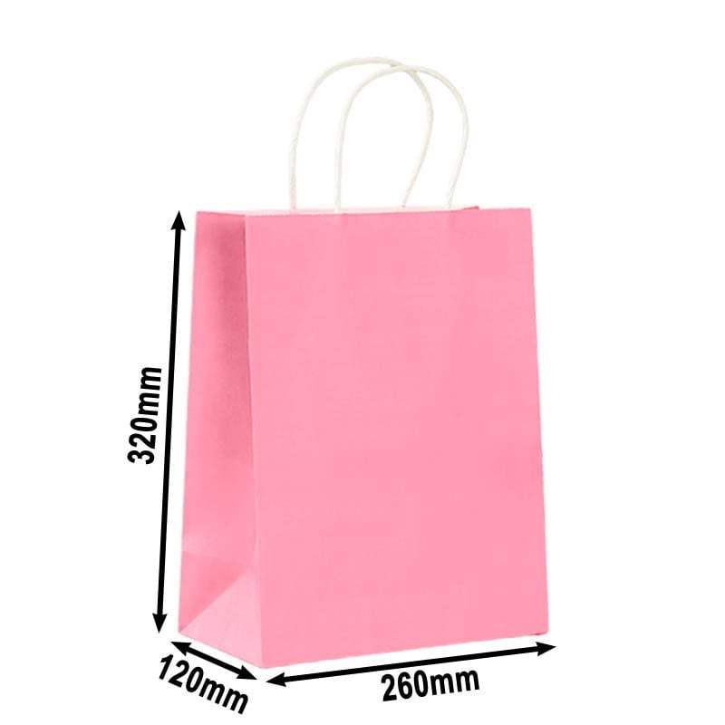 Medium Pink Paper Carry Bags 260x320mm - 50pcs sku image