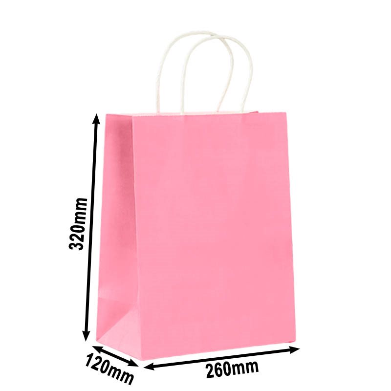 50pcs Medium Pink Paper Carry Bags 260x320mm