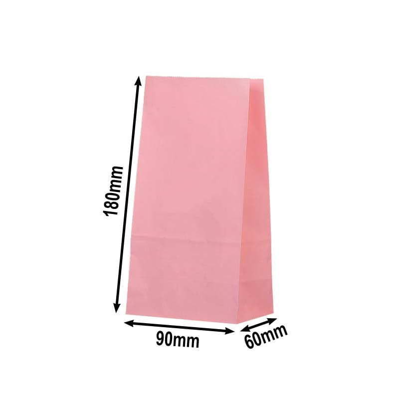 100pcs Small Pink Paper Gift Bags No Handles 90x180x60mm