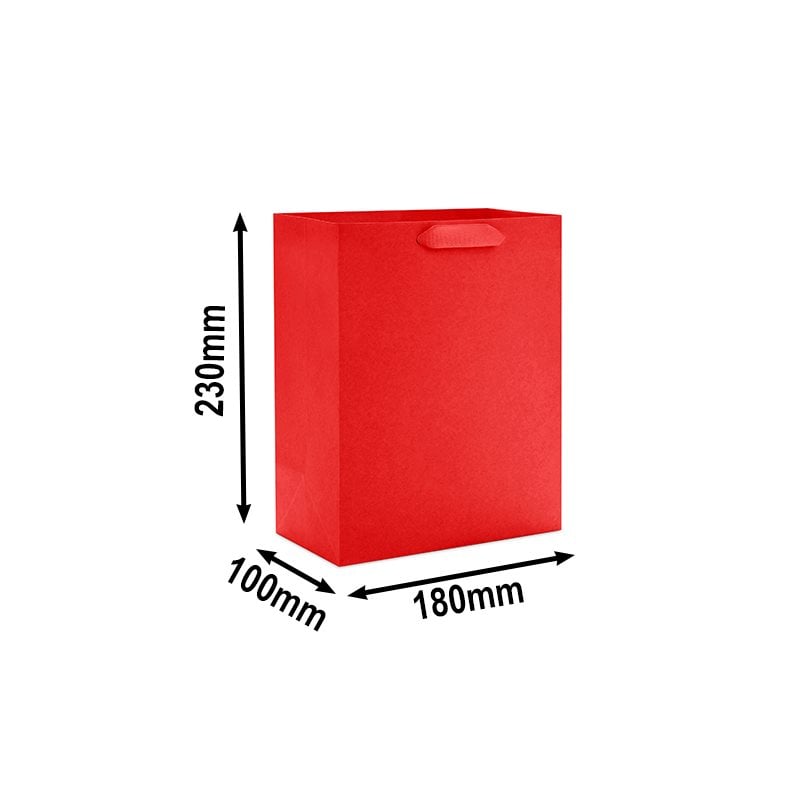 50pcs Matt Red Laminated Paper Bags 180x100x230mm