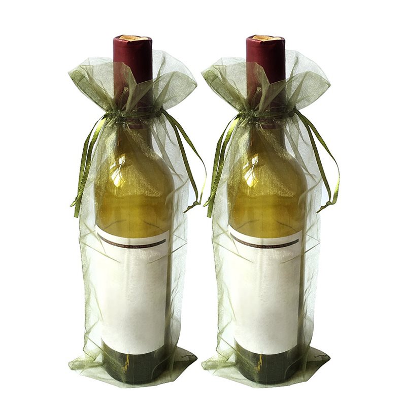 Army Green Organza Wine Bags 140x360mm - 50pcs sku image