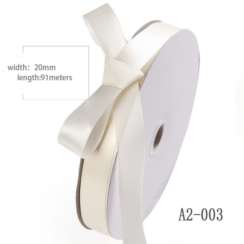 20mmx91M Off White Double Sided Satin Ribbon