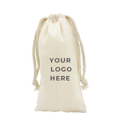 Custom Printed Small Calico Drawstring Bags 100×200mm MOQ 100