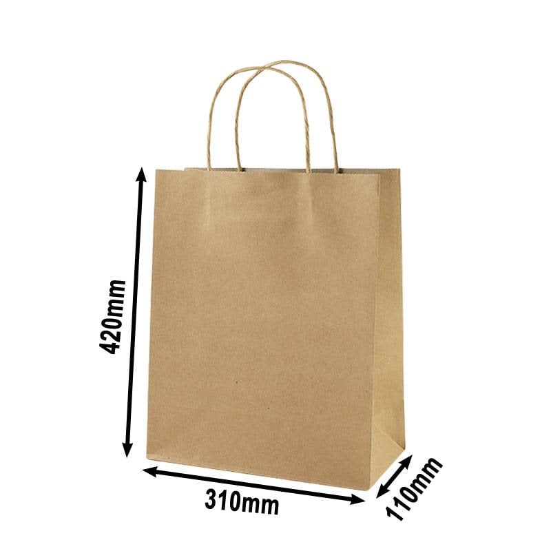50pcs Large Brown Paper Carry Bags 310x420mm