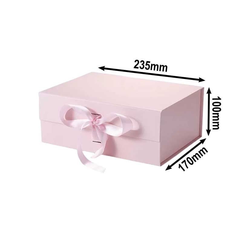 A5 Magnetic Gift Boxes with Ribbon Pink 235x170x100mm - 25pcs sku image