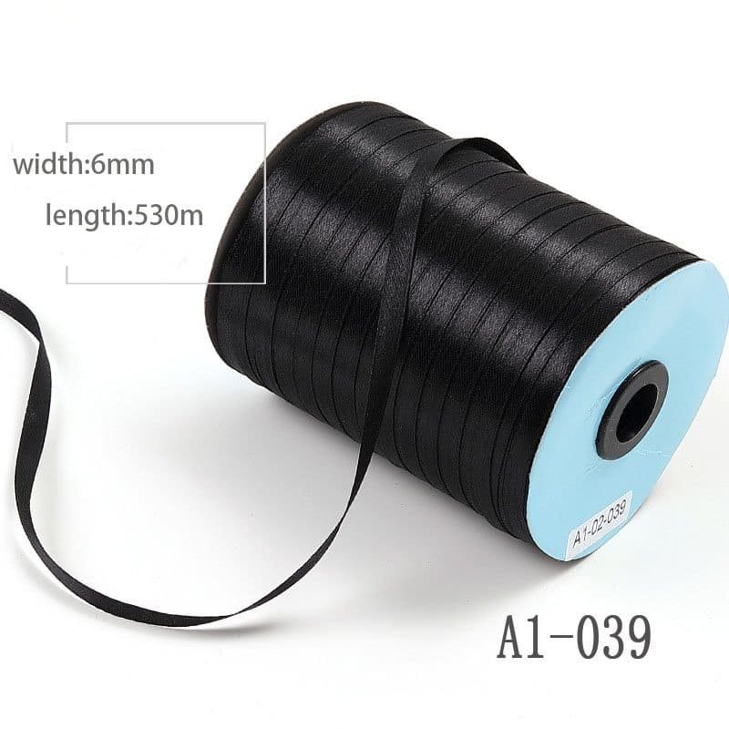 6mmx530M Black Single Sided Satin Ribbon