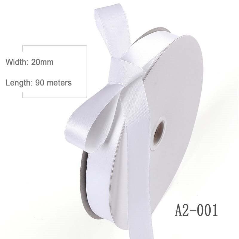 White Double Sided Satin Ribbon 20mmx91M sku image