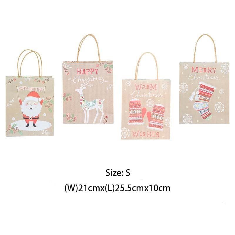 48pcs Small Christmas Gift Paper Bags with Handles 210x255x100mm