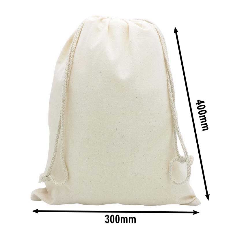 Medium Calico Drawstring Bags 300x400mm - 50pcs sku image