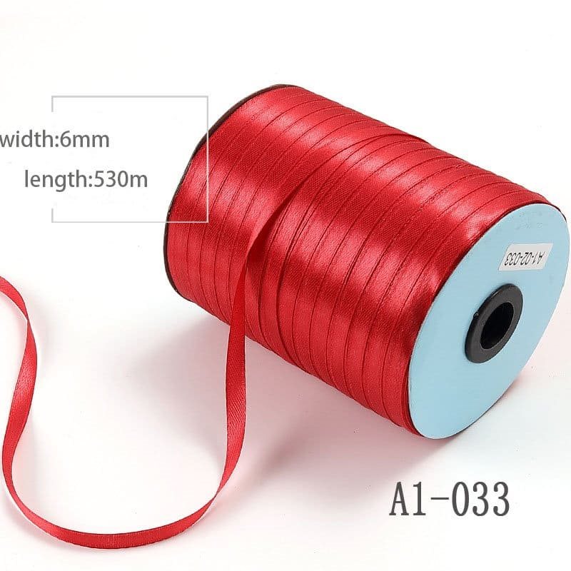 6mmx530M Red Single Sided Satin Ribbon