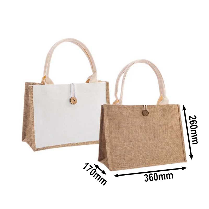 6pcs Jute Tote Bags with Buttons 370x260x170mm