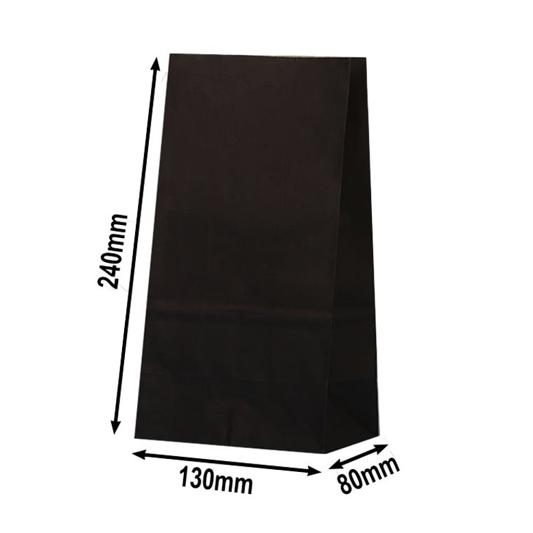 Medium Black Paper Gift Bags 130x240mm - 100pcs sku image