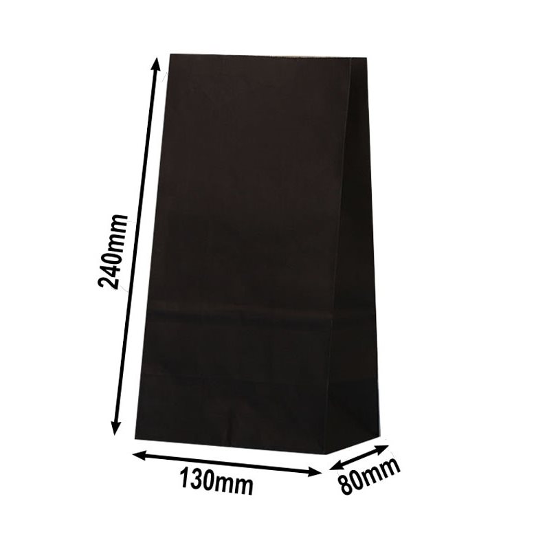 100pcs Medium Black Paper Gift Bags No Handles 130x240x80mm