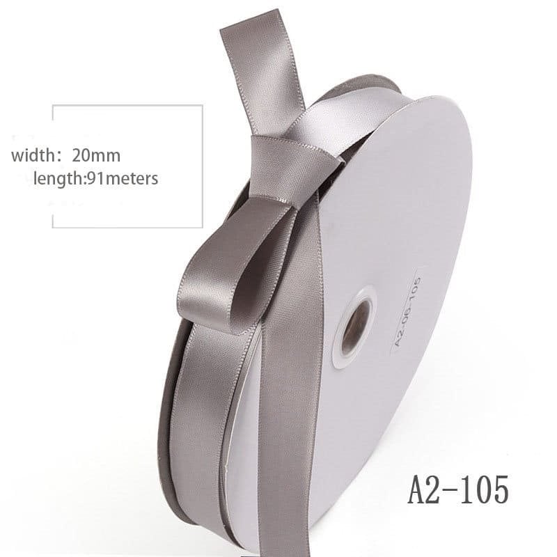 Grey Double Sided Satin Ribbon 20mmx91M sku image