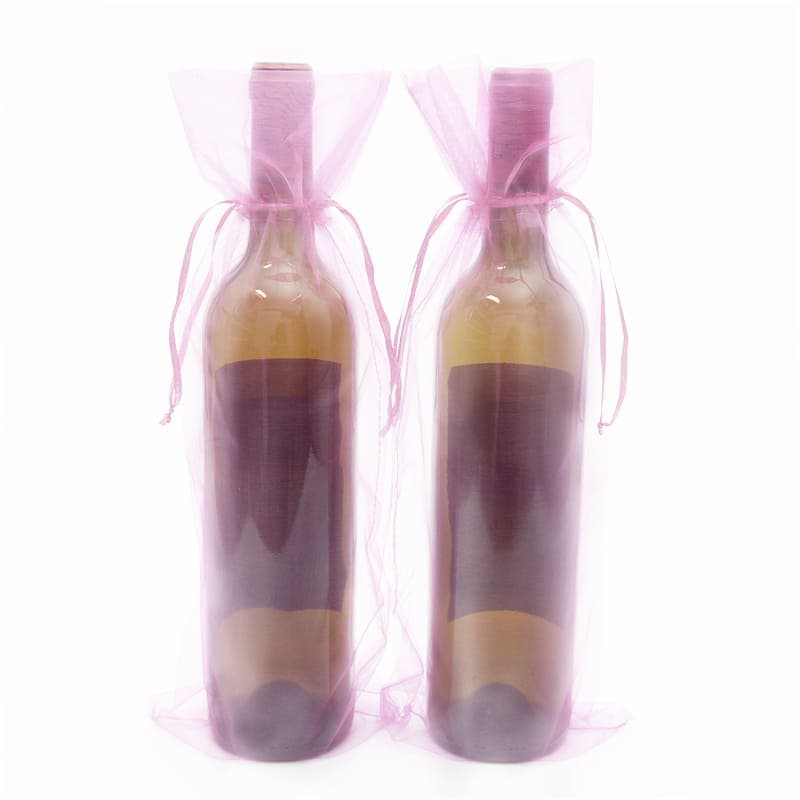 50pcs Light Pink Organza Wine Bags 140x360mm