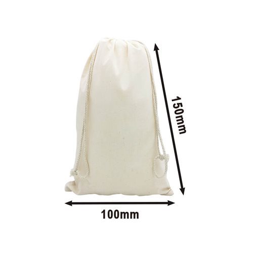 Drawstring Calico Bags Mini Calico Drawstring Bags 100x150mm - 50pcs