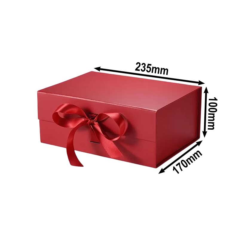 25pcs A5 Size Matte Red Magnetic Lid Gift Boxes with Ribbon 235x170x100mm