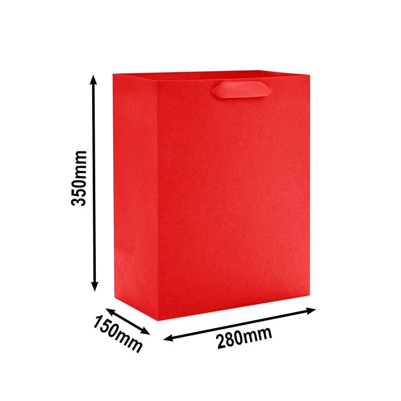 Matt Red Laminated Paper Bags 280x350mm - 50pcs sku image