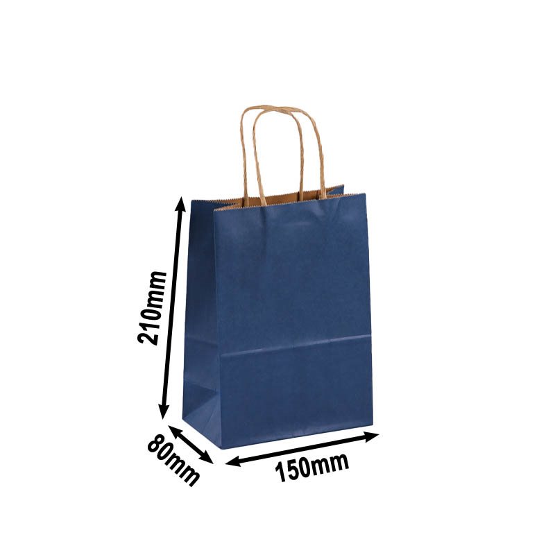 50pcs Mini Navy Blue Paper Carry Bags 150x210mm